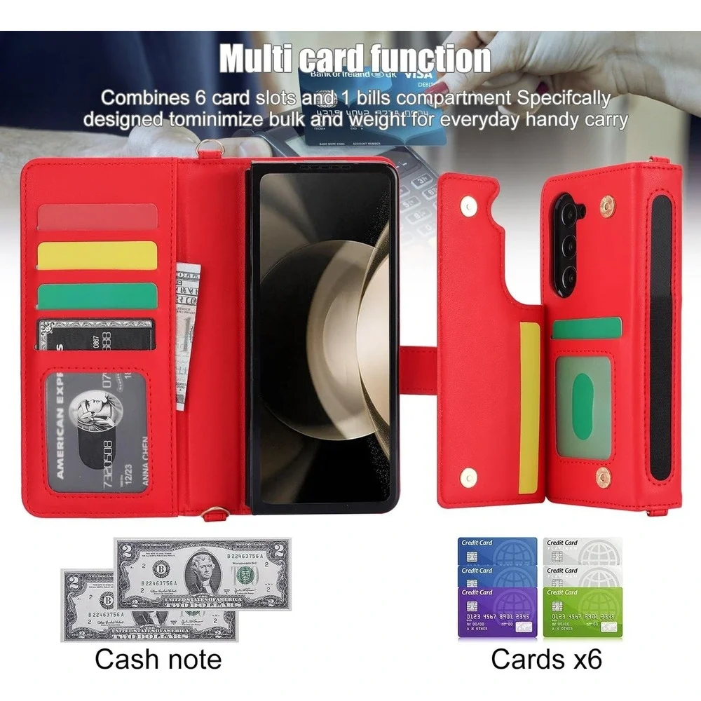 Samsung Galaxy Z Fold 6 Case Wallet with S Pen Holder - WHITE